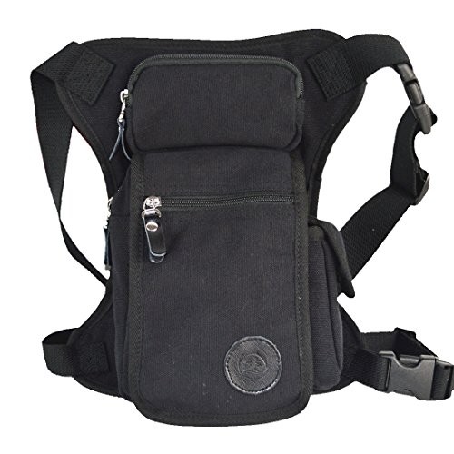 Xieben black canvas drop leg bag