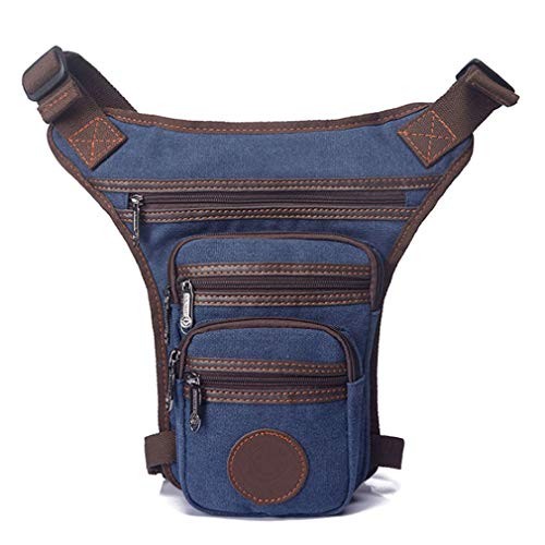 Xieben Navy Canvas Drop Leg Bag, Waist Pack and Crossbody Pouch