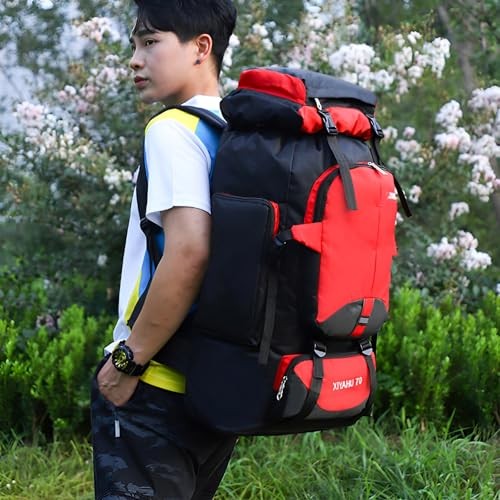 CINGHI LUSSO 70L Hiking Backpack Rucksack, Red-2
