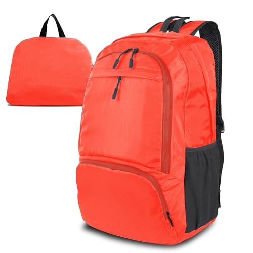 Dewellyoo Lightweight Foldable Packable Rucksack, Orange