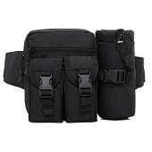 Dooppa Tactical Bumbag Waist Bag with Water Bottle Pouch, Black