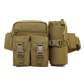 Dooppa Tactical Bumbag Waist Bag with Water Bottle Pouch, Brown