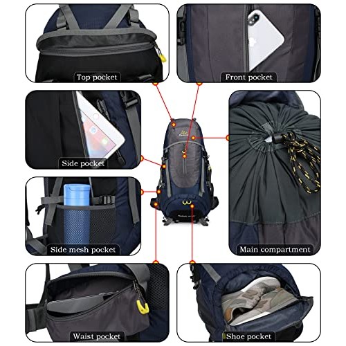 Doshwin 70L Trekking and Camping Backpack, XL, Dark Blue-2