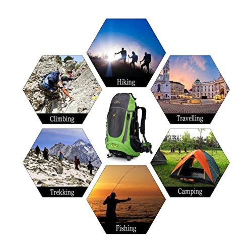 Doshwin 70L Trekking, Camping and Travel Backpack, Green, XL-5