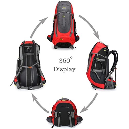 Doshwin 70L Trekking and Camping Backpack, XL, Red-1