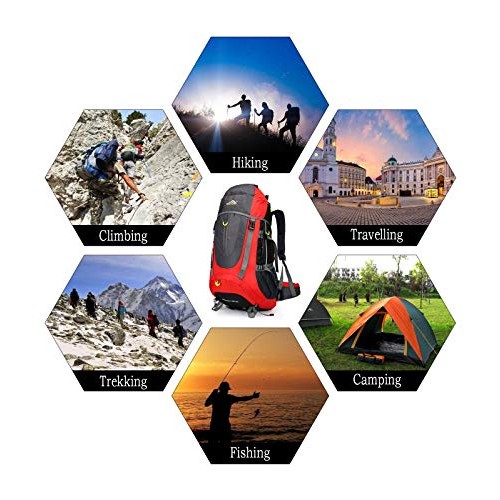 Doshwin 70L Trekking and Camping Backpack, XL, Red-5