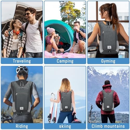 Duemste Foldable Waterproof Backpack, 16L Lightweight Daypack, Dark Grey-6