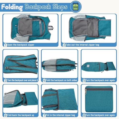 Duemste Foldable Waterproof Backpack, Lightweight 16L Hiking Daypack, Green-4