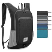 Duemste Foldable Waterproof Backpack, 16L Lightweight Hiking Daypack, Black