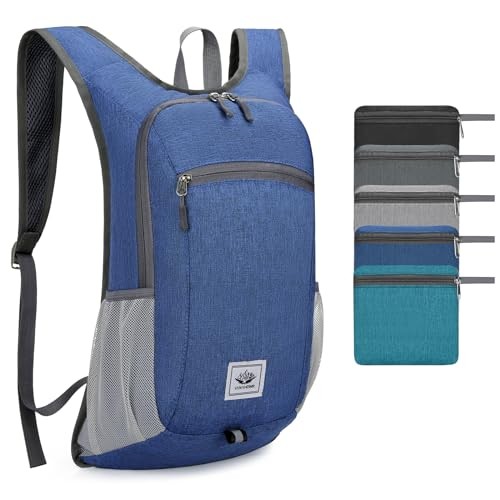 Duemste Foldable Waterproof Backpack, Lightweight 16L Daypack, Blue