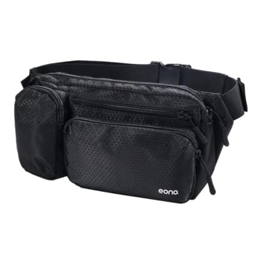 Eono Water Resistant Bum Bag with Multi-Pockets, Large Capacity Waist Fanny Pack, Black