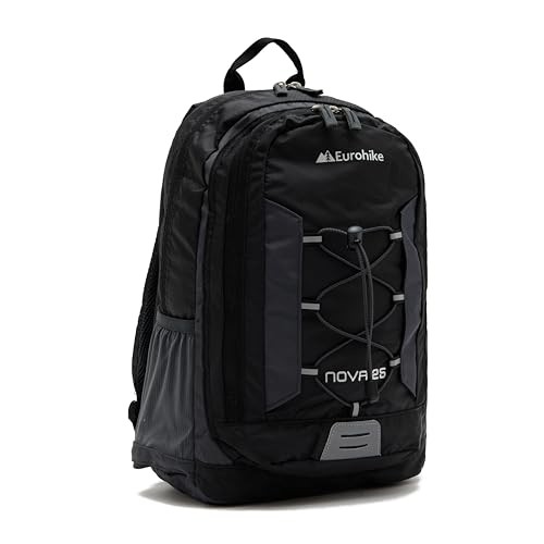 Eurohike Nova 25 Litre Daysack, Ventilated Back Panel, Black