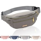Alviller Grey Waist Bag with 3 Zipper Pockets