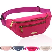 Alviller Fashion Waist Bag with 3 Zipper Pockets, Rose