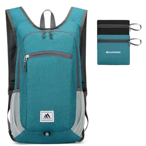 flintronic Foldable Backpack 16L, Ultra Lightweight Packable Daypack, Lake Blue