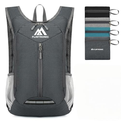 flintronic Foldable Backpack, 16L Packable Daypack, Dark Gray