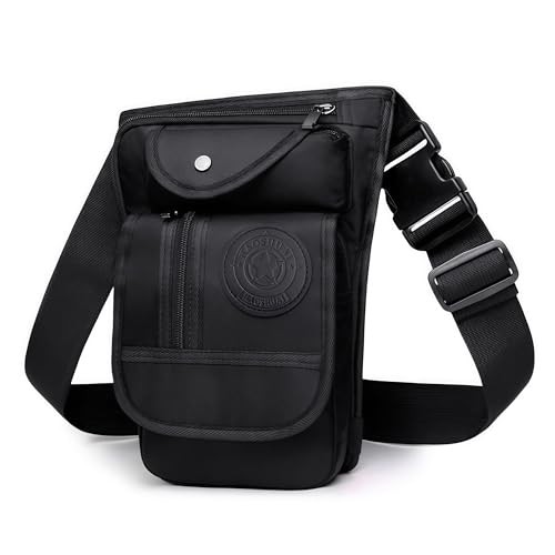 flintronic Motorcycle Leg Bag, Adjustable Waist and Thigh Strap Pack, Black-a