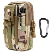 flintronic Tactical Waist Bag, Molle EDC Pouch with Outdoor Hook and Cell Phone Holster, CP Camouflage