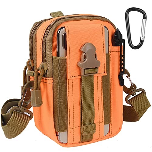 flintronic Tactical Waist Bag, Molle EDC Pouch with Cell Phone Holster, Orange