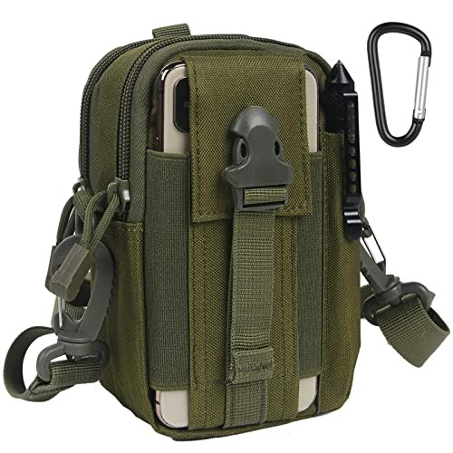 flintronic Tactical Waist Bag, Molle EDC Pouch with Cell Phone Holster, Army Green