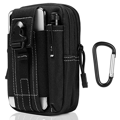 flintronic Tactical Waist Bag, Molle EDC Pouch with Cell Phone Holster, Black