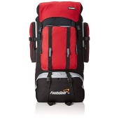 foolsGold XL 100L Hiking, Camping, Travel Backpack Rucksack with Dual Access, Black/Red