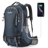 G4Free 50L Waterproof Hiking Backpack with Rain Cover, Dark Blue