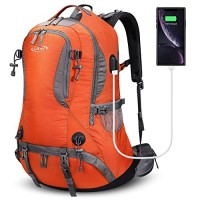G4Free 50L Waterproof Hiking Backpack with Rain Cover, Orange
