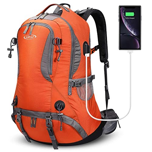 G4Free 50L Waterproof Hiking Backpack with Rain Cover, Orange