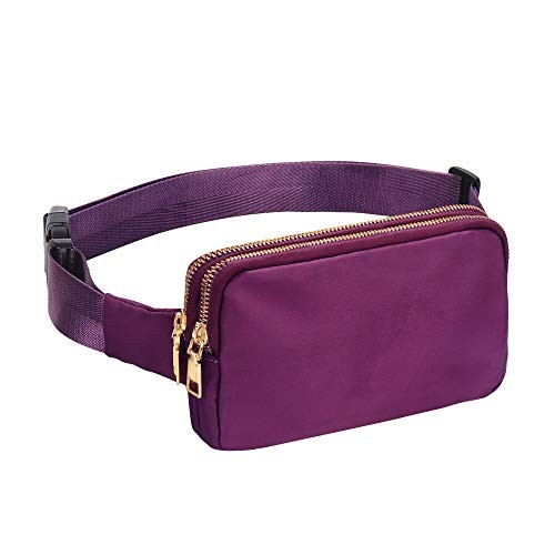 Geestock Purple Bumbag with Adjustable Strap and 2 Zipper Pockets