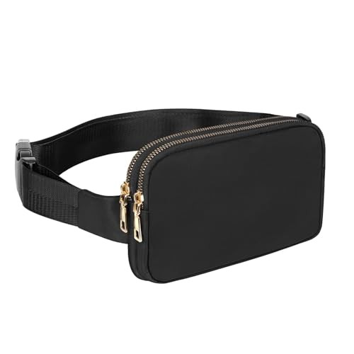 Geestock Black Bumbag with Adjustable Strap and 2 Zipper Pockets