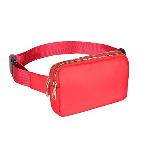 Geestock Red Bumbag with Adjustable Strap and 2 Zipper Pockets