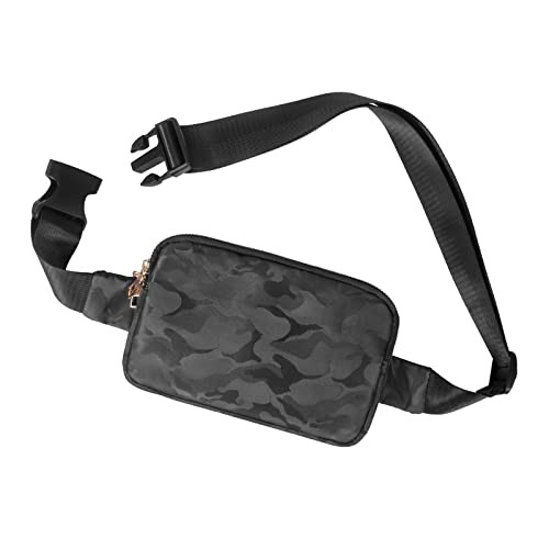 Geestock bumbag waist bag with 2 zipped pockets, black camo