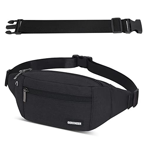 GERIINEER Black Waterproof Bumbag Waist Fanny Pack