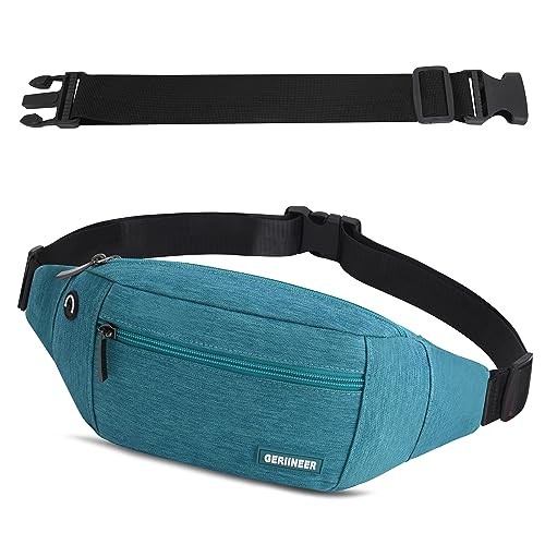 GERIINEER Waterproof Bumbag Waist Fanny Pack, Teal Blue