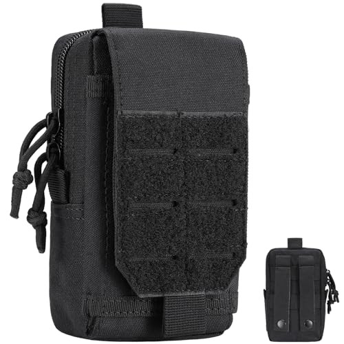 Hejo Tactical Molle Pouch Utility Belt Pouch with Zipper, Black