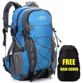 Meisohua 40L Lightweight Hiking Backpack with 15.6 Inch Laptop Compartment and Waterproof Rain Cover, Blue