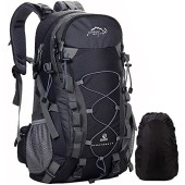 Meisohua 40L Hiking Backpack, Unisex Rucksack with Rain Cover, Black-new
