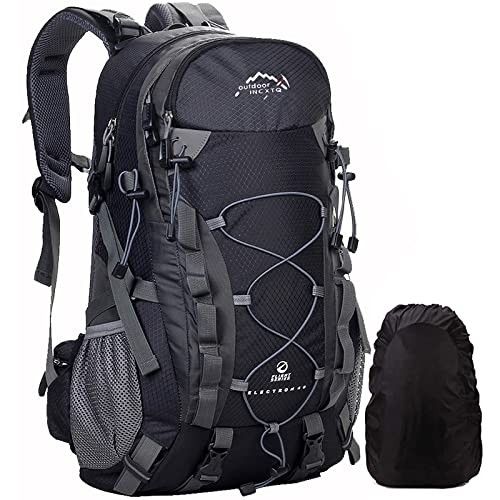 Meisohua 40L Hiking Backpack, Unisex Rucksack with Rain Cover, Black-new