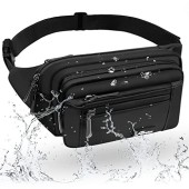 HNOOM waterproof bum bag, multi-pocket waist bag, Black-1