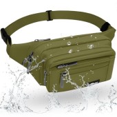 HNOOM waterproof bum bag, multi-pocket waist pack, Green-1