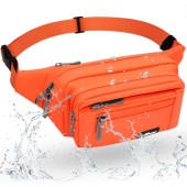 HNOOM waterproof bum bag, Orange-1, multi-pocket waist bag