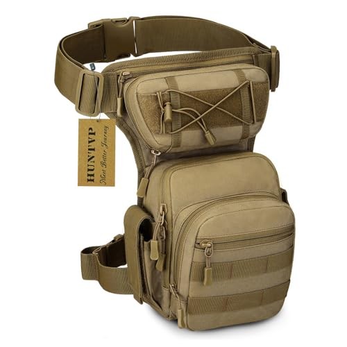 HUNTVP Drop Leg Waist Bag Tactical Military Thigh Bag, Type2-brown