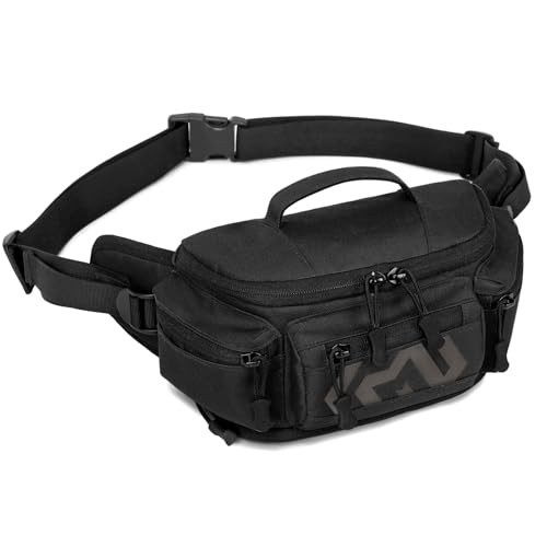 HUNTVP Men's Sports Waist Bag, Military Shoulder Bag, Black-y