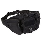 HUNTVP Tactical Waist Bag, Molle Bumbag Belt Pack, Black-l