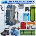 IGOLUMON 60L Hiking Backpack with Rain Cover, Blue