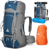 IGOLUMON 60L Hiking Backpack with Rain Cover, Blue