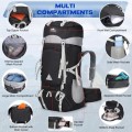 IGOLUMON 60L Hiking Backpack with Rain Cover, Black