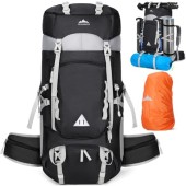 IGOLUMON 60L Hiking Backpack with Rain Cover, Black