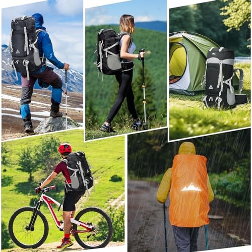IGOLUMON 60L Hiking Backpack with Rain Cover, Black-6